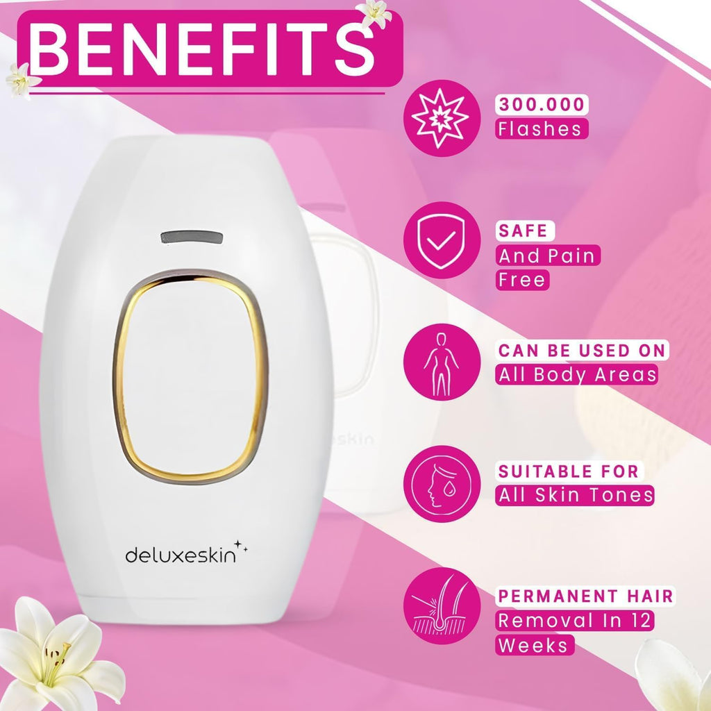 Deluxeskin Permanent Hair Removal Device | Hair Removal At Home Use | Facial Hair Removal Device | The Ultimate Skincare Routine for Beautiful, Radiant Skin