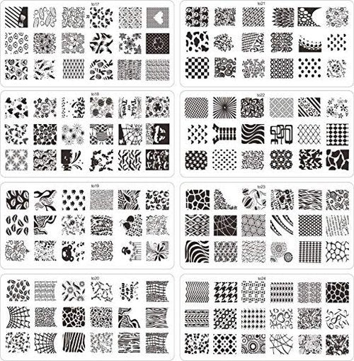 FingerAngel Mix Design Nail Art Stamping Stamp Plates with Template Holder Set Manicure Tools Nail Art Templates Stencils Set（21Pcs Set with Case