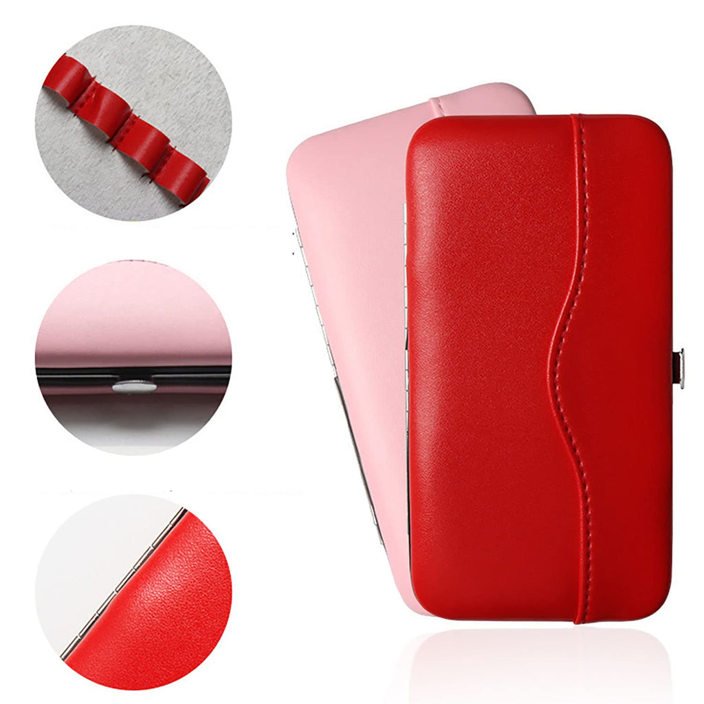 Small Tweezers Case for Eyelash Extensions, PU Leather Empty Tweezers Storage Bag, Portable Travel Case for Eyelash Grafting Extension Makeup Tools Scissors Lash Brush (Red)