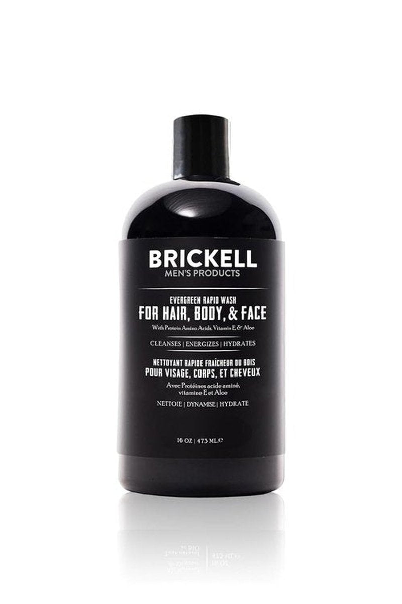 Brickell Men's 3-in-1 Body Wash Gel - Natural & Organic, 16 Ounce, Evergreen Scent