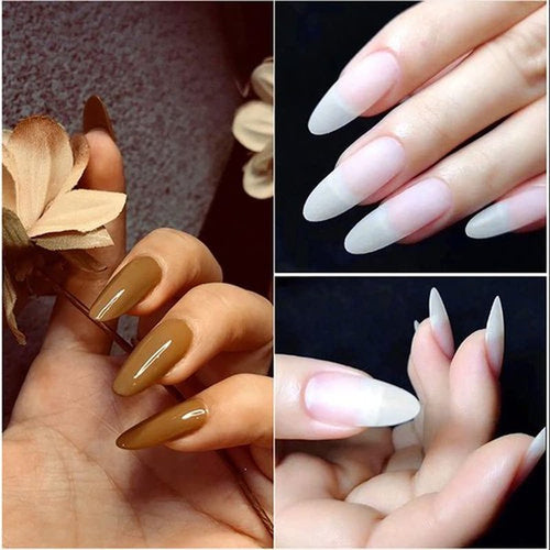 240pcs Medium Almond Acrylic False Nail Tips Kit Soft Gel Full Cover Matte Press on Nails Clear Artificial Fake Nails for Nail Extension Coffin Stiletto Square Oval Shaped Ballerina Nail Art Tips Set