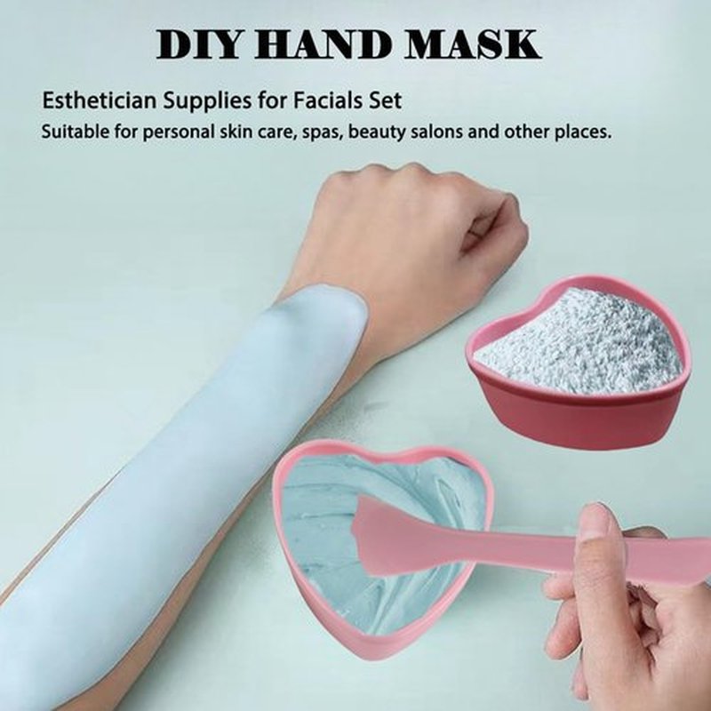 icyhey 15 Pairs Pink Heart-shaped Plastic Facial Mask Mixing Bowls Set with Spatulas - DIY Skincare Mixing Tool Kit, Mud Masks, Home Salon, and Beauty Salon Use, Face Mask Applicator Tool(15Pcs)