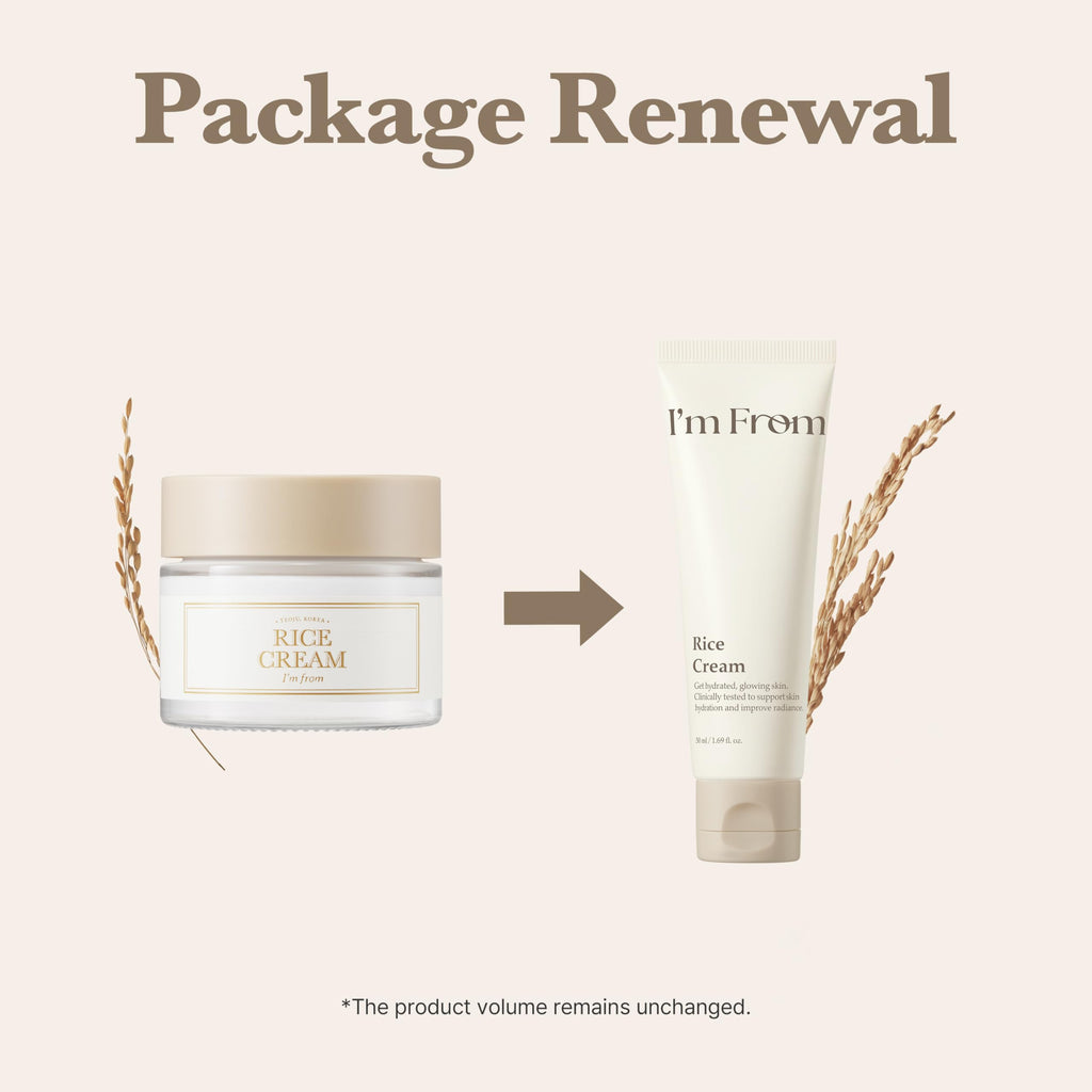 I’m From Rice Cream, Hydrating Face Moisturizer with Rice Water & Ceramide, Lightweight Barrier Cream for Dry & Combination Skin, Korean Skincare 1.69fl.oz