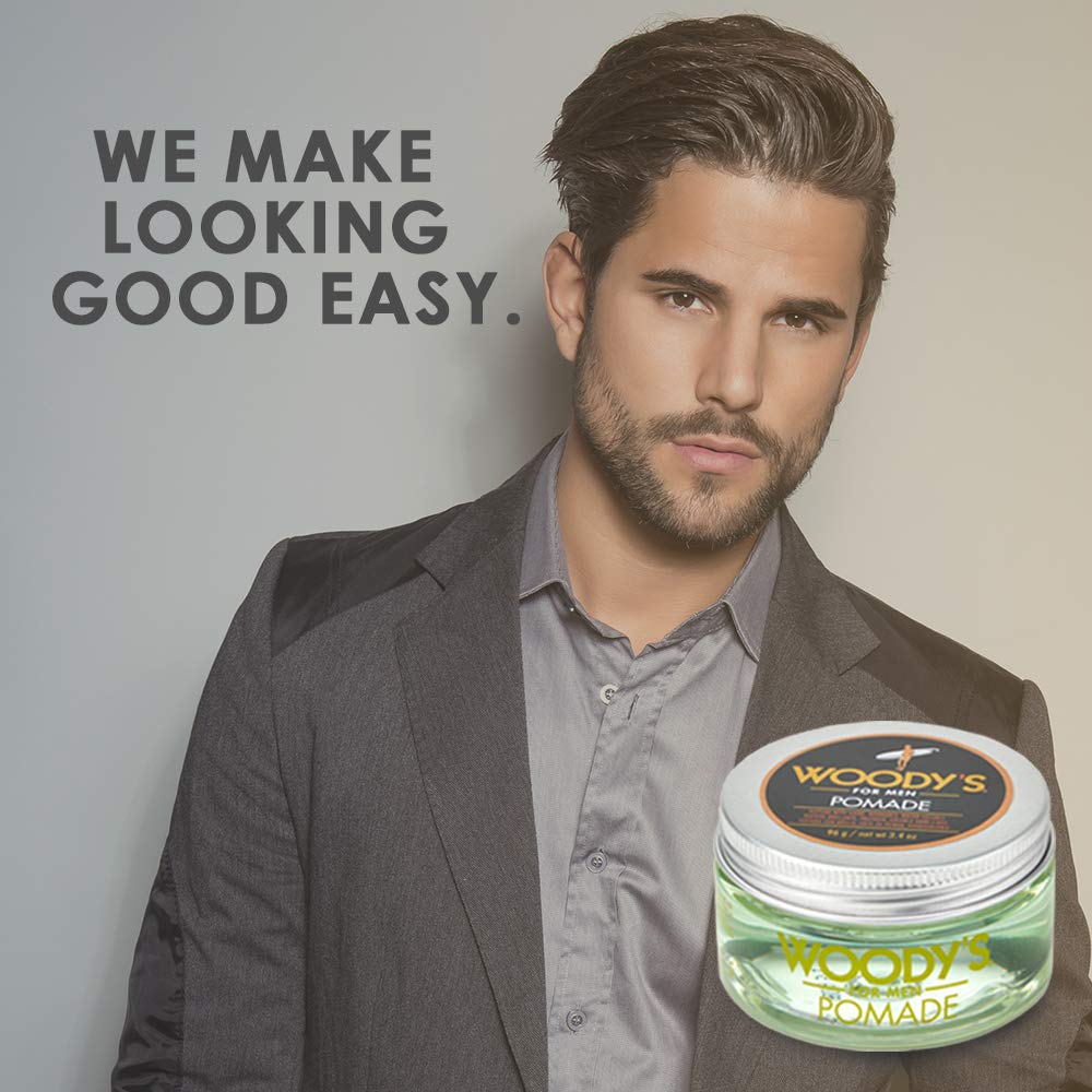 Woody's Pomade for Men - Strong Hold Water-Based Hair Styling Cream for Classic Looks | 3.4 oz, 2 Pack