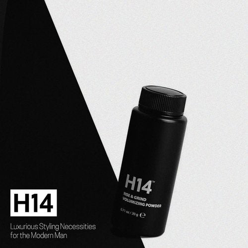 H14 Rise & Grind Hair Powder for Men – Volumizing Matte Finish Styling Dust with Extra Hold – Lightweight Thickening Powder with Pea Extract & Acai Oil – Residue-Free Texture Booster, 0.71 oz