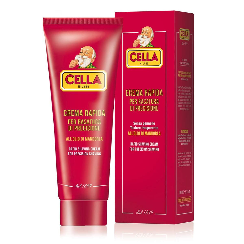 CELLA MILANO, Brushless Fast Shaving Cream for Precision Shaving, Transparent, Delivers for a Smooth Shave, Great for Prrecision Edging of Beards, Sideburns and Moustaches, 5.2 oz, Made in Italy