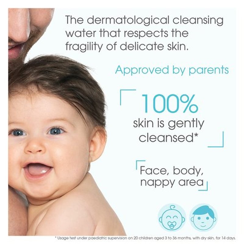 Bioderma ABCDerm H2O - Gentle Cleansing Water for Baby Skin - 500ml Size
