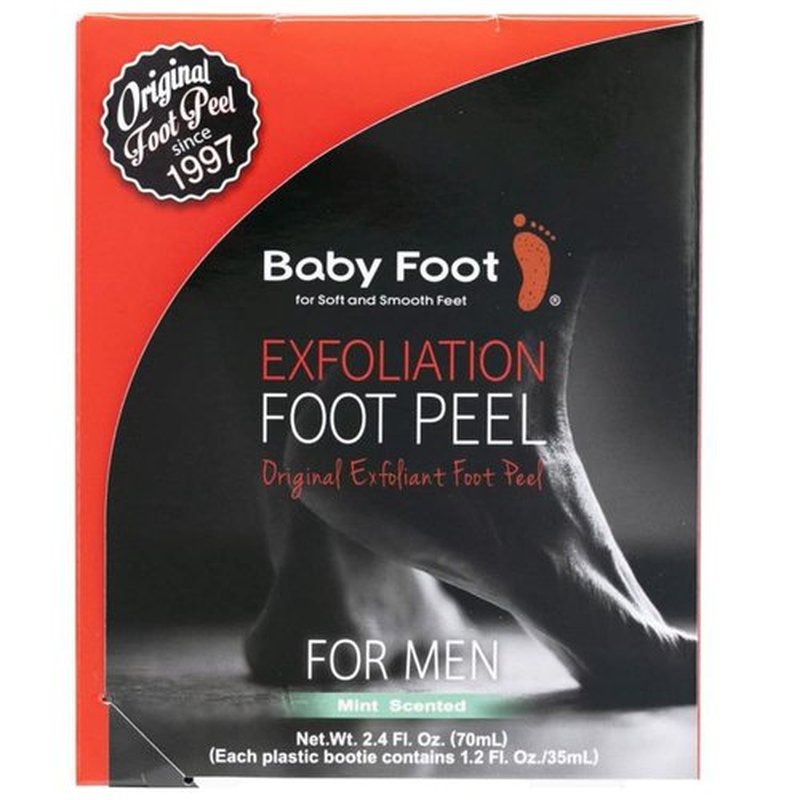 Baby Foot - Original Foot Peel Exfoliator for Men - Mint Scented Mask for Soft, Smooth Feet | 2.7 Fl. Oz.