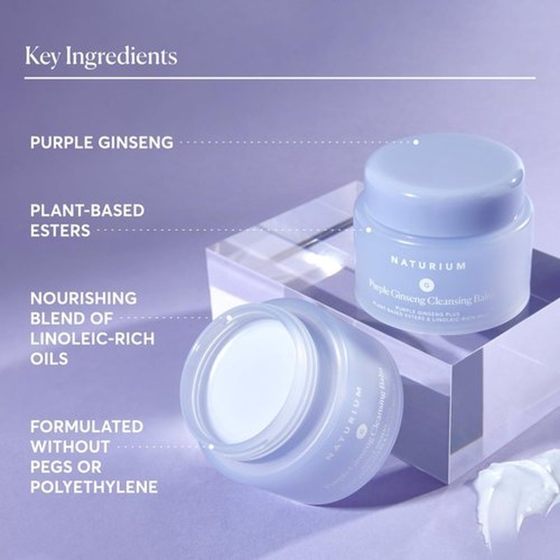 Naturium Purple Ginseng Cleansing Balm - Plant-Based Smoothing Face Wash, 3.0 oz