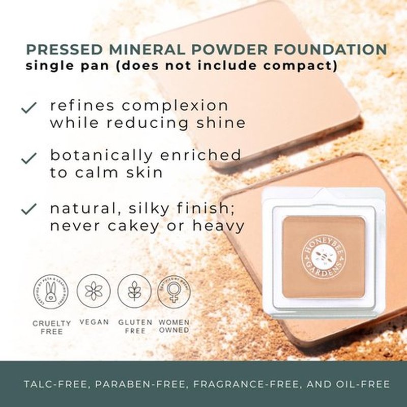 Honeybee Gardens Pressed Mineral Powder Foundation Refill - Geisha, Pale Cool Shade, Adjustable Coverage, 7.5g