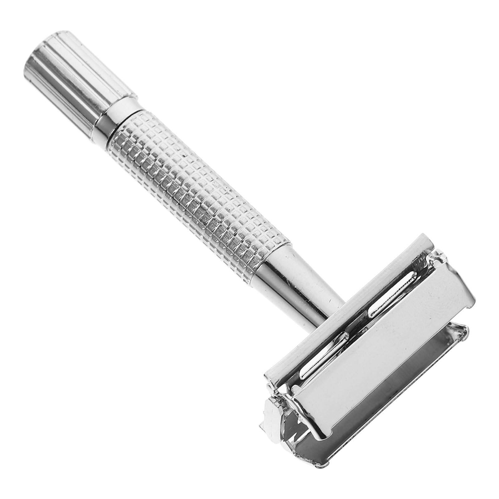KALLORY Manual Safety Razor Double Edge Butterfly Open Shaving Cutter with Replaceable Blades Stainless Steel Old Style Beard Shaver for Men Facial Hair Removal