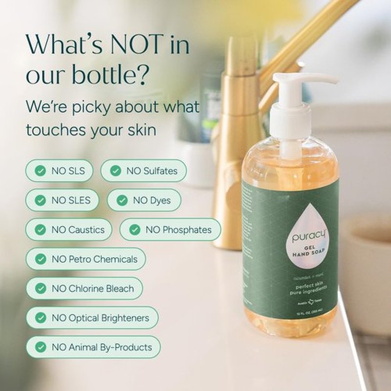Puracy Organic Hand Soap - Moisturizing Natural Gel for Soft Skin | Cucumber & Mint, 12 fl. oz, 2-Pack
