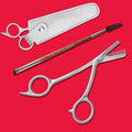Stainless Steel Eyebrow Trimmer Scissors with Comb – Includes Dual-Ended Angled & Spoolie Brow Brush