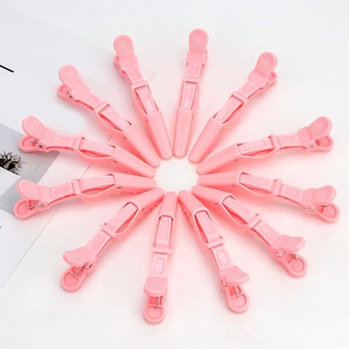ACO-UINT 24 Pack Alligator Hair Clips for Styling, Sectioning Crocodile hair Clips Professional Barber Accessories for Salon of Thick Curly Volume Hair (Pink)