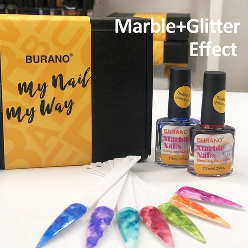 BURANO Marble Nail Gel Polish, Blooming Gel Nail Polish Glitter Effect Nail Marble Effect for Nails Art Set 8 Colors Fall Winter (Marble, 7.3ml)