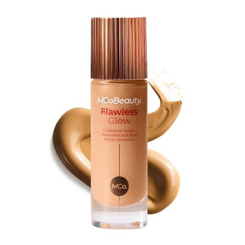 MCoBeauty Flawless Glow Luminous Skin Filter - 4-in-1 Primer & Highlighter - Medium 4.5 Dewy Face Makeup with Squalane & Vitamin E - Vegan & Cruelty-Free