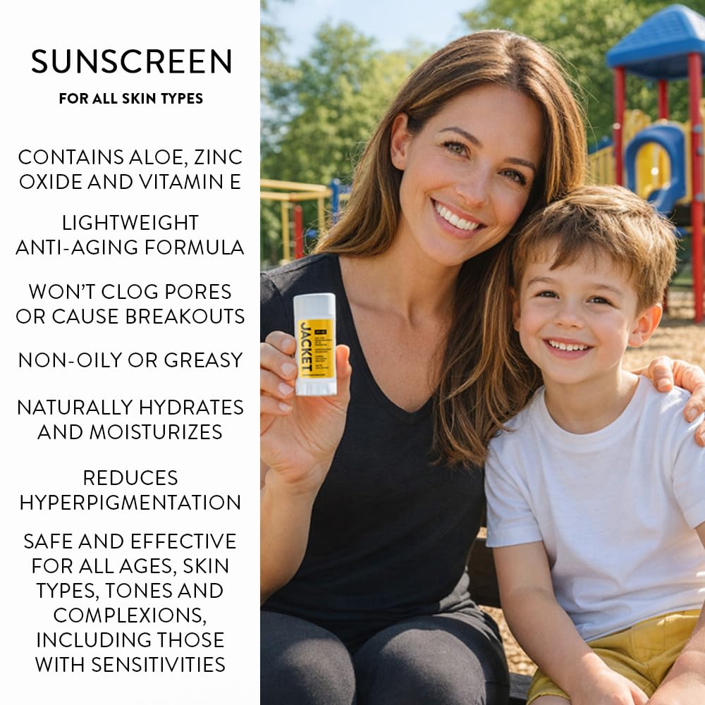 SPF 50+ Mineral Sunscreen Stick for Face & Body, Broad Spectrum UVA/UVB Protection, Water-Resistant Non-Comedogenic Sunblock, Vegan Zinc Oxide Formula with Moisturizing Oils, Travel-Friendly Solid SPF