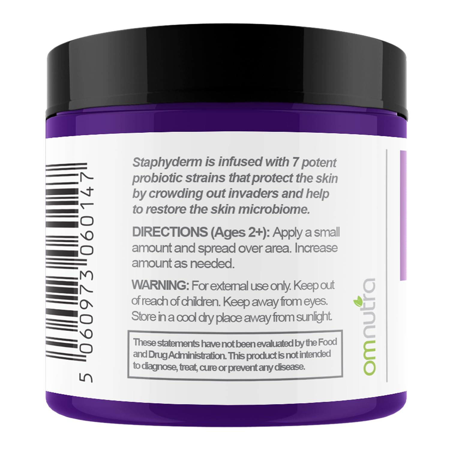OmNutra Staphyderm Non Antibiotic Ointment - 4OZ All Natural Topical Probiotic Lotion New Skin Therapy Cream For Dry Itchy Skin Organic Based Topical Probiotics for Skin Care