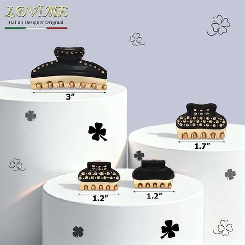 LOVIME Premium Hair Clips for Women, 3 Inch Medium Claw Clips for Thick Thin Hair Women, Non-Slip French Black Hair Clip for Teen Girls, Hair Accessories for Girls, Valentine's Day Gift for Her