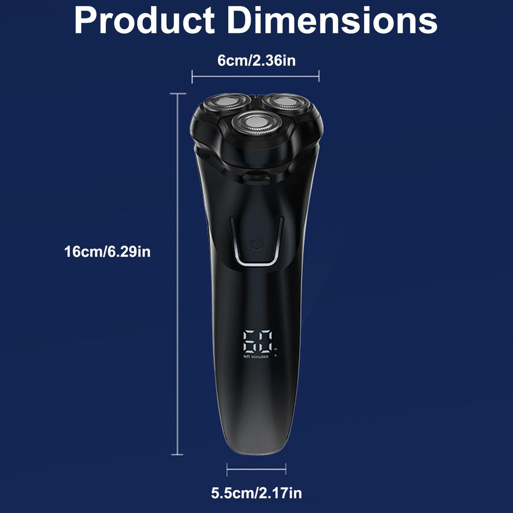 Electric Razor for Men Cordless: Wet/Dry Rotary Shaver Waterproof - USB Fast Charging, Precision Blades Sensitive Skin Care, Pop-up Trimmer Upgraded Elegant Black