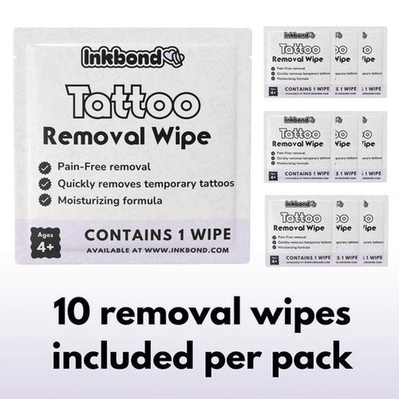 Inkbond Temporary Tattoo Removal Wipes – Fast, Gentle, Skin-Safe – Removes Any Temporary Tattoo in Seconds