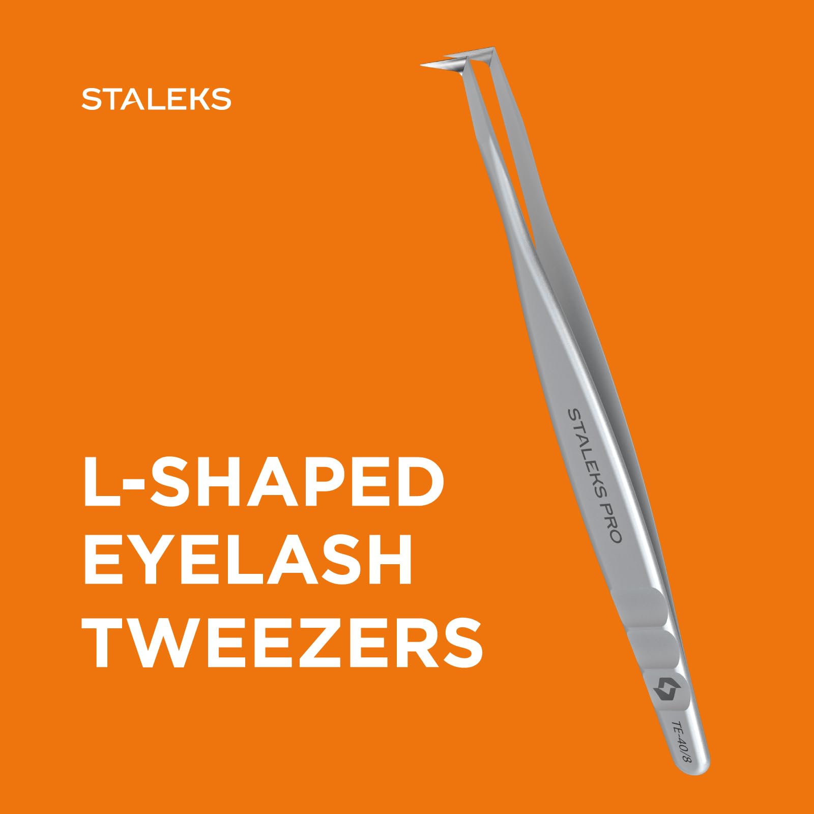 Staleks Pro Professional Eyelash Tweezers EXPERT 40 Type 8 – Boot-Shaped Tip – Stainless Steel – For Volume Eyelash Extensions (85° Angle)