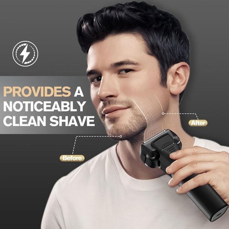 Skiennix 5-Blade Cordless Electric Razor - 2-Speed Wet/Dry Shaver for Coarse Hair | USB-C Fast Charging, 100 Min Runtime