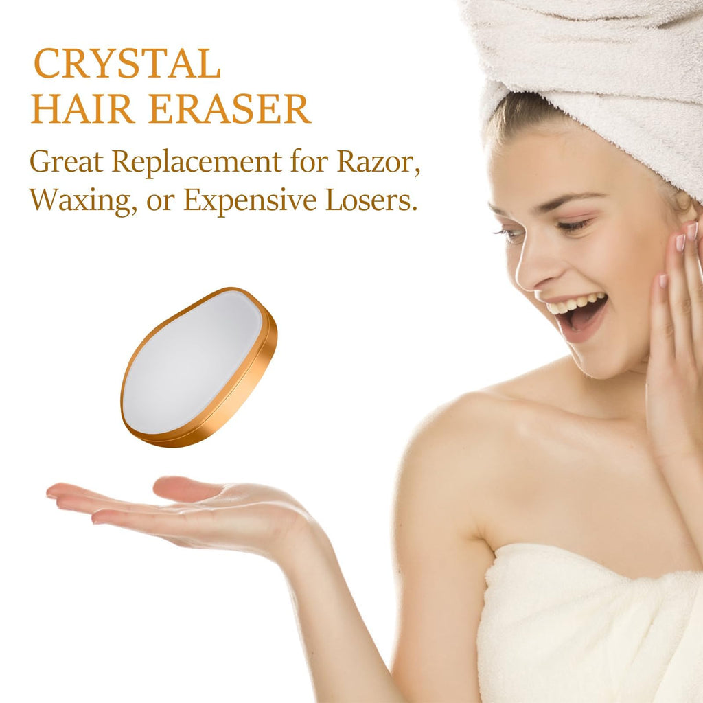 Crystal Hair Eraser, Painless Hair Removal Tool, Reusable Hair Remover for All Body Parts (Gold)