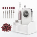 PUSHUJIA 45000 RPM Nail Drill - Brushless Cordless Efile LCD Display & Heat Reduction Tech for Acrylic Gel Nails (White)