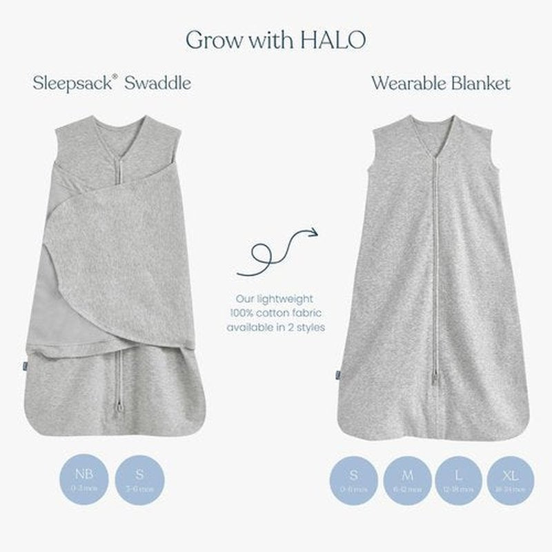 HALO Sleepsack Swaddle - 100% Cotton Wearable Blanket with 3-Way Adjustability | Forest Friends, Newborn 0-3 Months