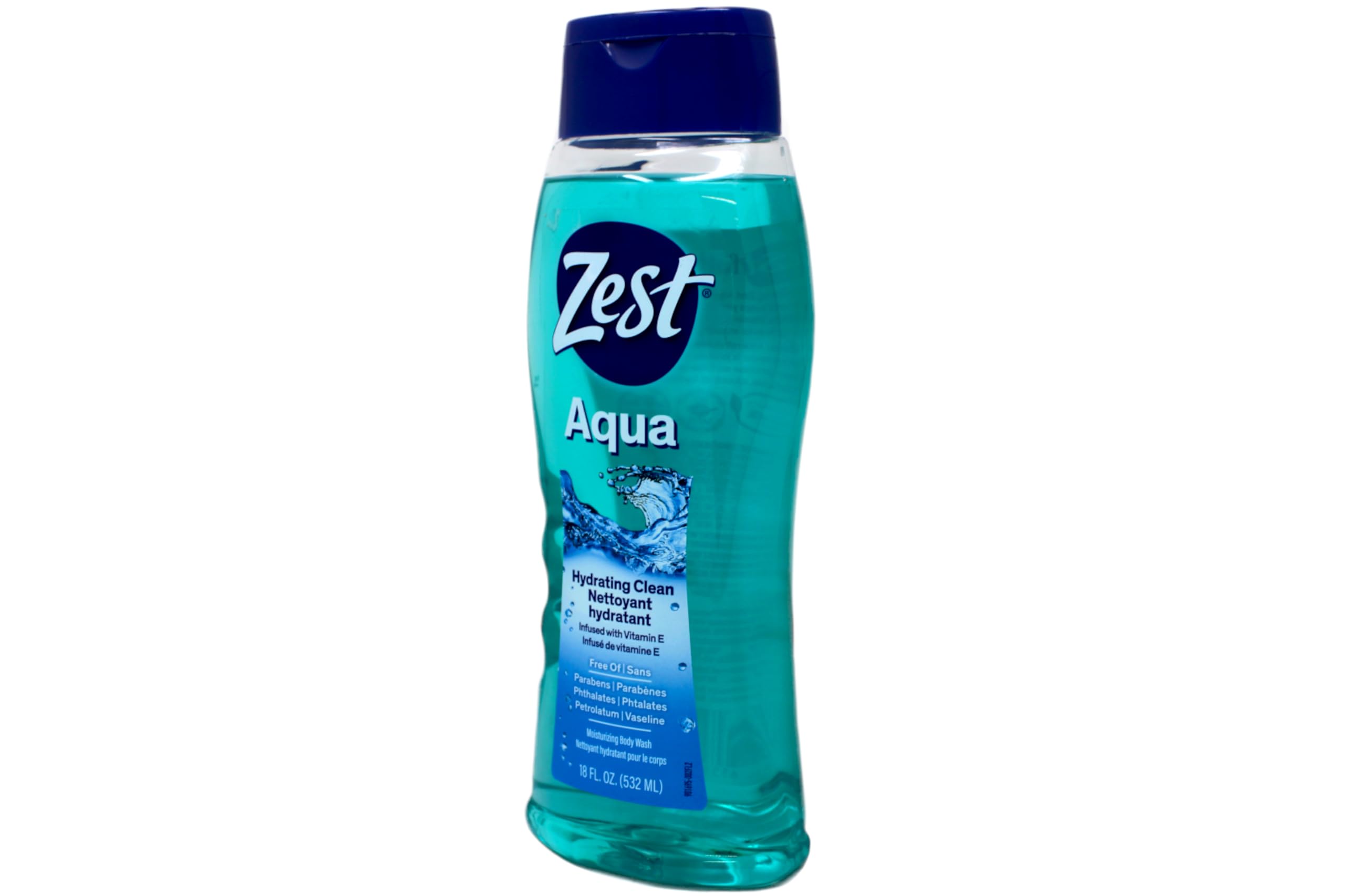 Zest Hydrating Body Wash - Aqua - Moisturizing Body Wash for Men and Women - Bath Soap with Vitamin E - Gentle Paraben Free Formula - 6 pc