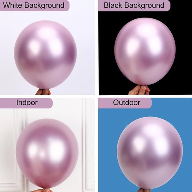 RUBFAC Metallic Pink Balloons - 129-Piece Latex Chrome Balloon Garland Kit for Weddings & Parties