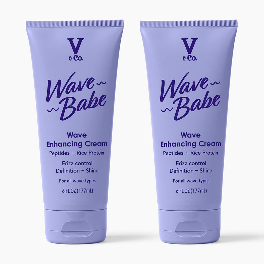 V&Co. Beauty Wave Babe Wave Enhancing Cream (2 Pack) – Wave Cream for Wavy Hair, Anti Frizz & Hydrating Hair Care with Peptides & Rice Protein, Defines Waves & Adds Lasting Softness – 6 oz