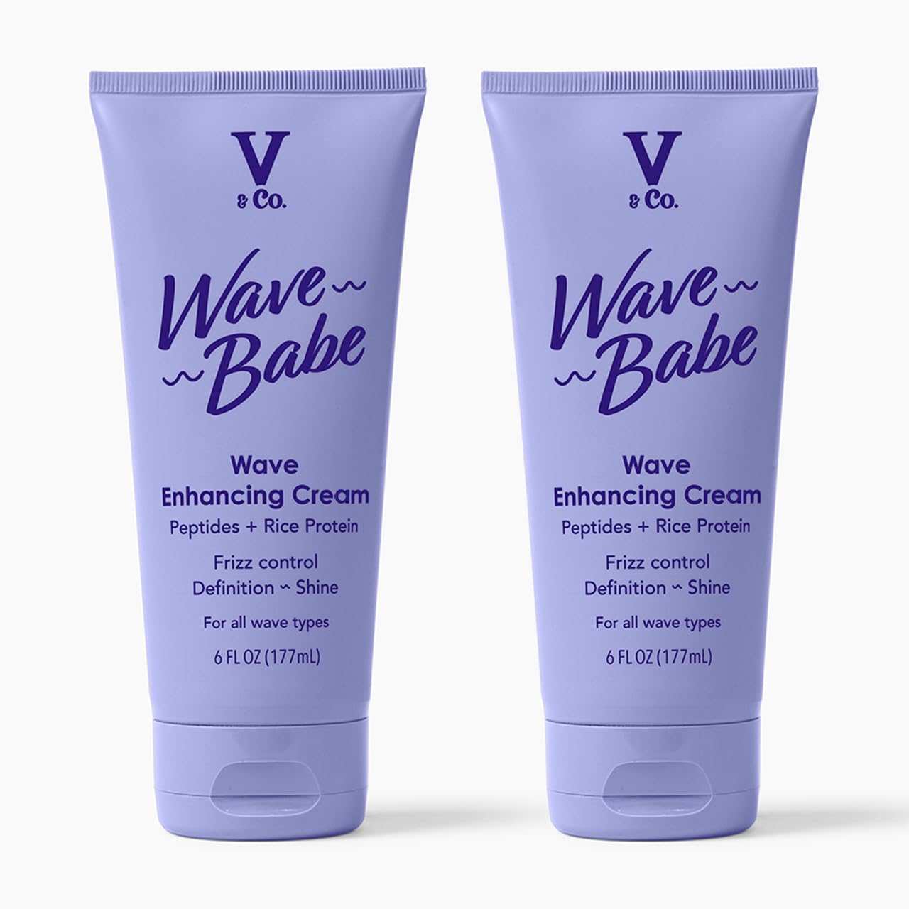 V&Co. Beauty Wave Babe Wave Enhancing Cream (2 Pack) – Wave Cream for Wavy Hair, Anti Frizz & Hydrating Hair Care with Peptides & Rice Protein, Defines Waves & Adds Lasting Softness – 6 oz