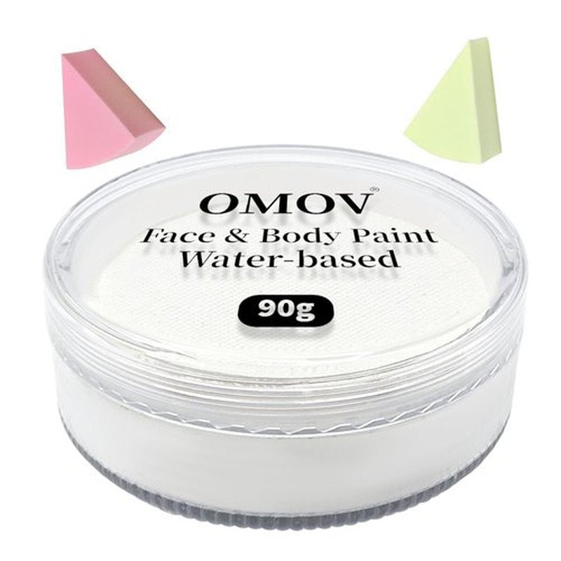 OMOV White Face Paint 90g (3.17 oz) Non-Toxic,Water Activated Face Painting Kit for Kids Adults,SFX Makeup Facepaint Palette for Halloween,Cosplay,Theater Party,Skeleton Skull Joker Special Effects