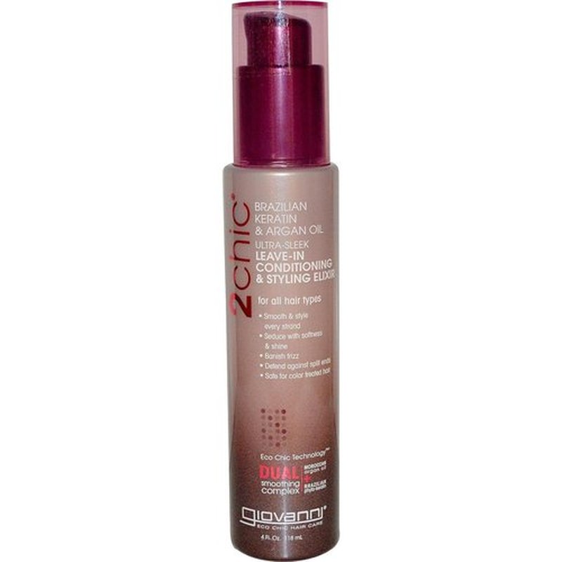 GIOVANNI 2chic Ultra-Sleek Leave-In Conditioning Elixir - Anti-Frizz Phyto-Keratin & Argan Oil, 4 oz