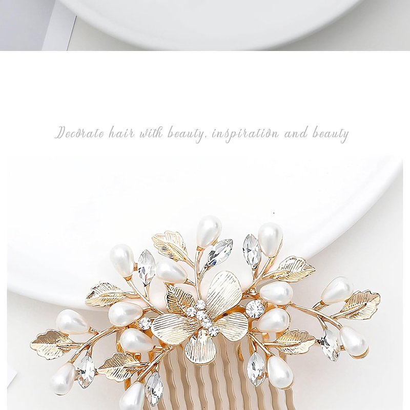 ZBJBinCH Bridal Hair Comb, The Latest Style Bridal Hair Accessories Is A Wedding Necessities, Pearl Hair Accessories for The Bride and Her Bridesmaids (Gold)