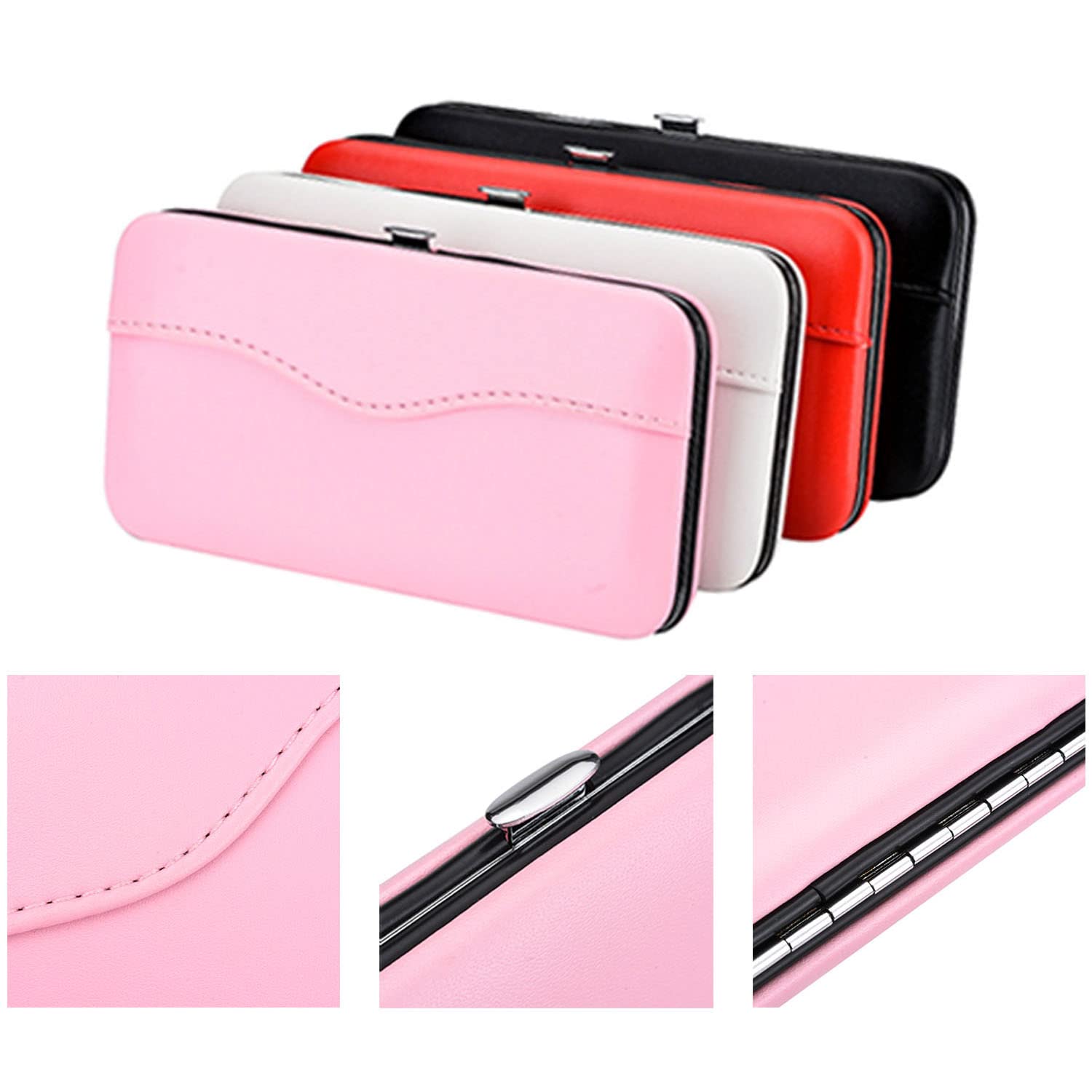 Small Tweezers Case for Eyelash Extensions, PU Leather Empty Tweezers Storage Bag, Portable Travel Case for Eyelash Grafting Extension Makeup Tools Scissors Lash Brush (Red)