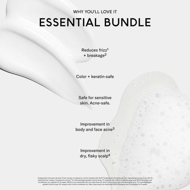 SEEN Shampoo & Conditioner Bundle, Fragrance-Free - Non-Comedogenic Hair Care Set, Dermatologist-Developed, Safe for Sensitive, Eczema & Acne-Prone Skin