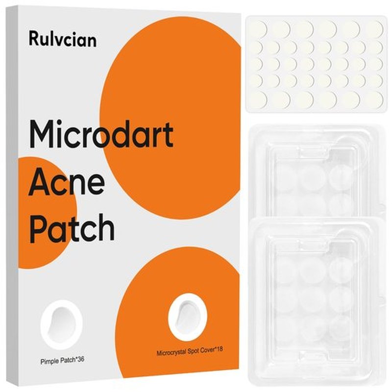 Rulvcian Microdart Acne Patches for Face(18 Counts) & Salicylic Acid Pimple Patches(36 Counts), Fast-Acting Zit Patches for Pimples & Blemishes, Target Early Stage & Deep Pimples