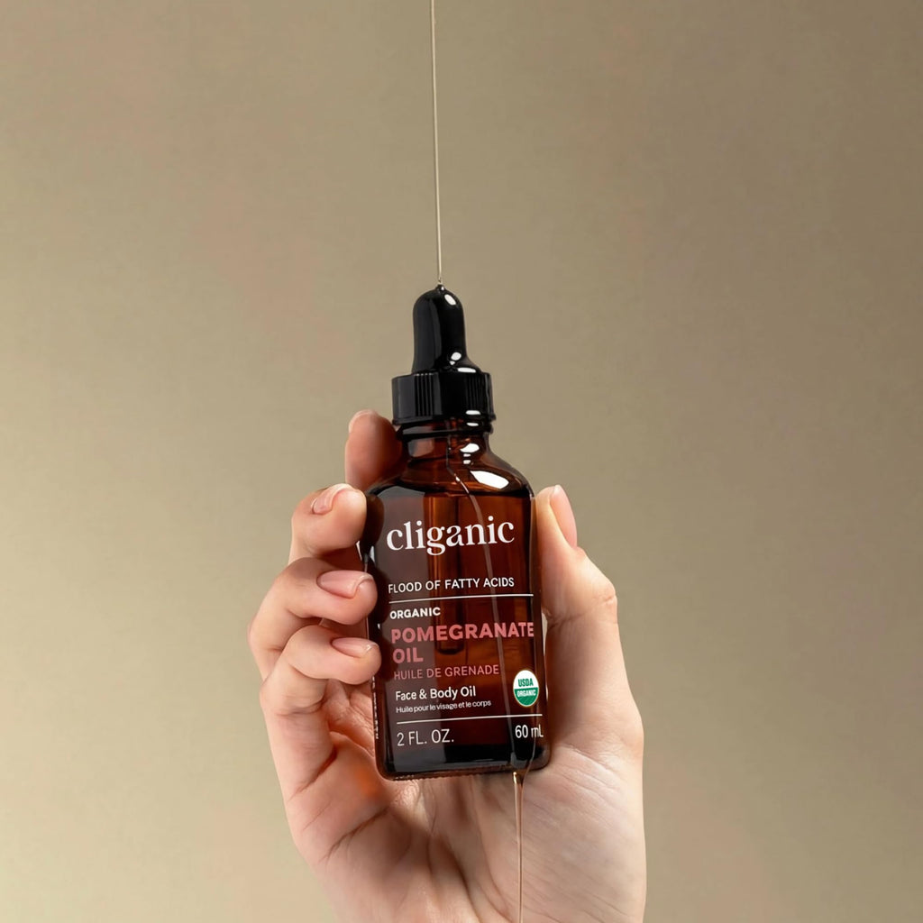Cliganic Organic Pomegranate Seed Oil, 100% Pure - For Face, Skin | Natural Cold Pressed Unrefined