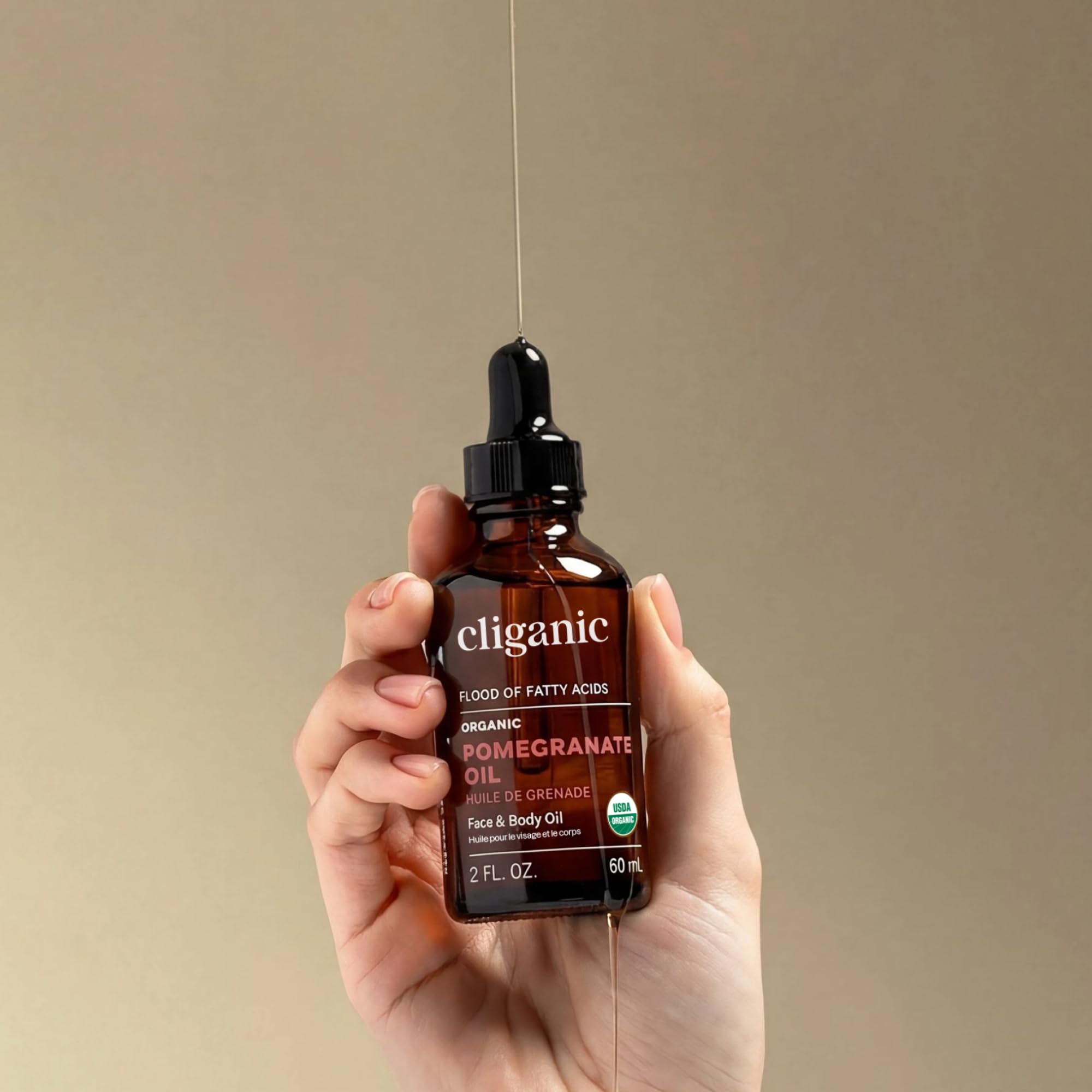 Cliganic Organic Pomegranate Seed Oil, 100% Pure - For Face, Skin | Natural Cold Pressed Unrefined