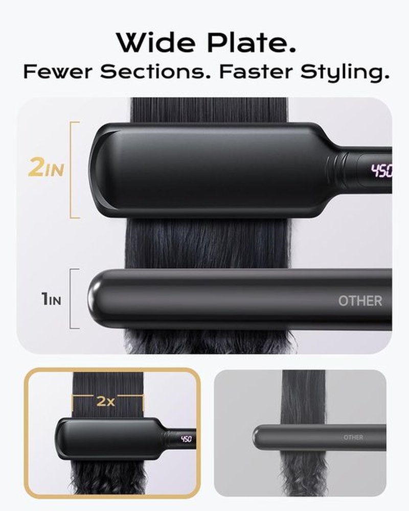 **Skiennix Titanium Flat Iron | 2-Inch Wide Plate Hair Straightener for Thick Natural Hair**