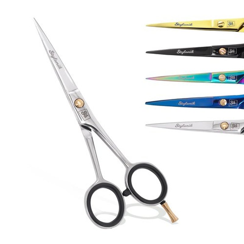 Stylonik Hair Cutting Scissors-Professional Hairdressing Scissors for Women,Men,Hair Stylists,Salon,Barber- 6.5-Inch Stainless Steel Hair Scissors with Finger Rest (Classic Scissor Shinny Polish)