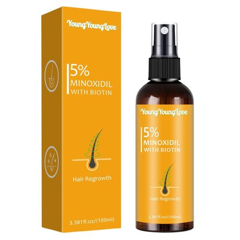 5% Minoxidil Spray with Biotin - Regrowth Treatment for Men Women, Promotes Thicker, Stronger, Fuller Hair, Prevents Hair Loss, for Men Hair & Beard, for Women Hair Growth, 3.38 oz