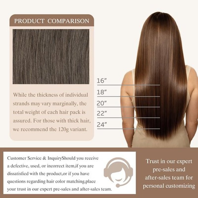 FINATA Clip in Hair Extensions Real Human Hair, 20 Inch 120g 7pcs Triple Weft Remy Hair Extensions, #2C Cold Light Brown, Seamless & Thick End