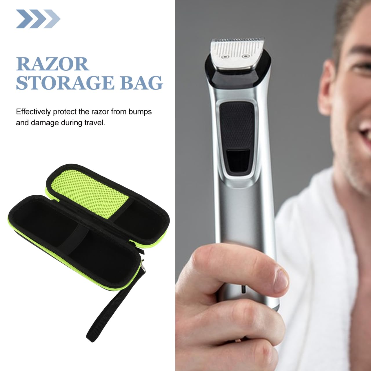 SAFIGLE Hard Shell Travel Case Portable Shaver Organizer Electric Razor Carrying Bag Protective Storage Box Compatible with Philips Trimmer 8.26X2.95X2.36In