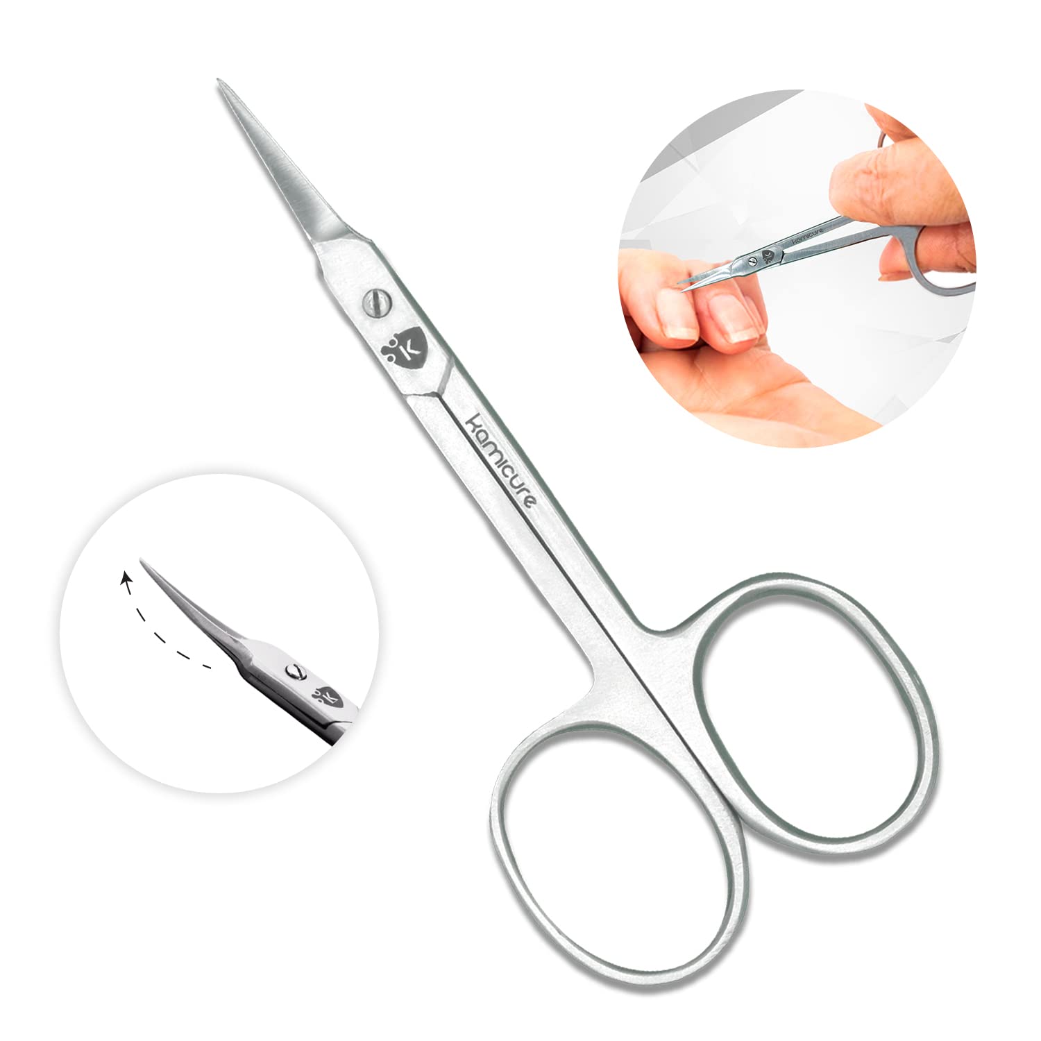 KAMICURE | Extra Fine Cuticle Scissors for Men Women - Multi Purpose Small Manicure Scissors, Pedicure, Finger & Toe Nail Scissors, Eyebrow Scissors