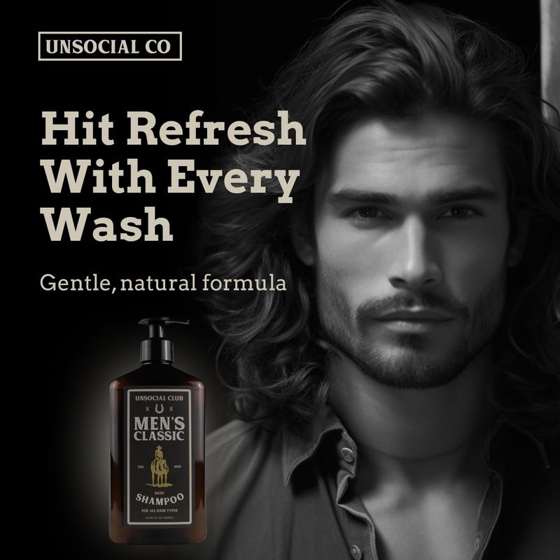 Unsocial Club Men's Shampoo - Hydrating & Cleansing Formula for All Hair Types | 16.9 oz