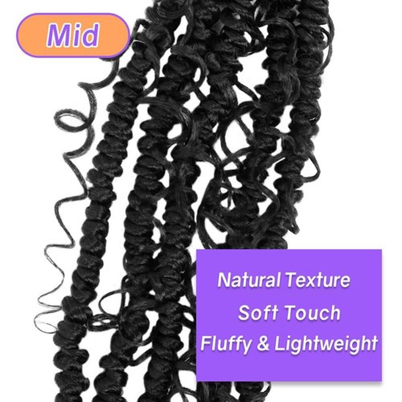 Boho Crochet Passion Twist Hair Pre looped, 12 Inch Goddess Passion Twist Crochet Hair with Curly Ends 8 Packs Natural Black Pre-twisted Bohemian Crochet Braids (8 PCS/88 STRANDS, 1B)